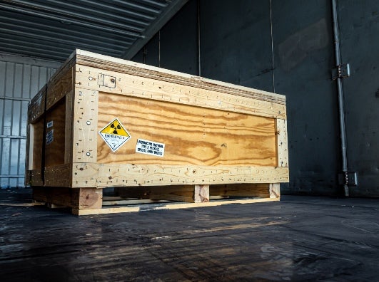 ISPM 15-compliant wooden crate in a Georgia warehouse