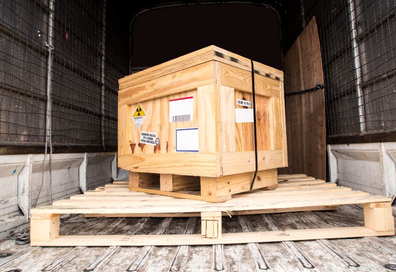 Large wooden shipping crate prepared for safe cargo transportation in Georgia and surrounding areas