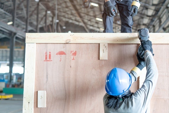 Atlanta International Packing and Crate team member providing on-site crating service in Georgia