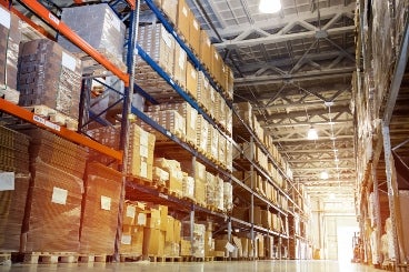 Warehouse storage racks with packages kept for shipping in Georgia