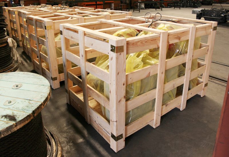 Heavy equipment packaged inside durable wooden crates in Georgia and surrounding areas